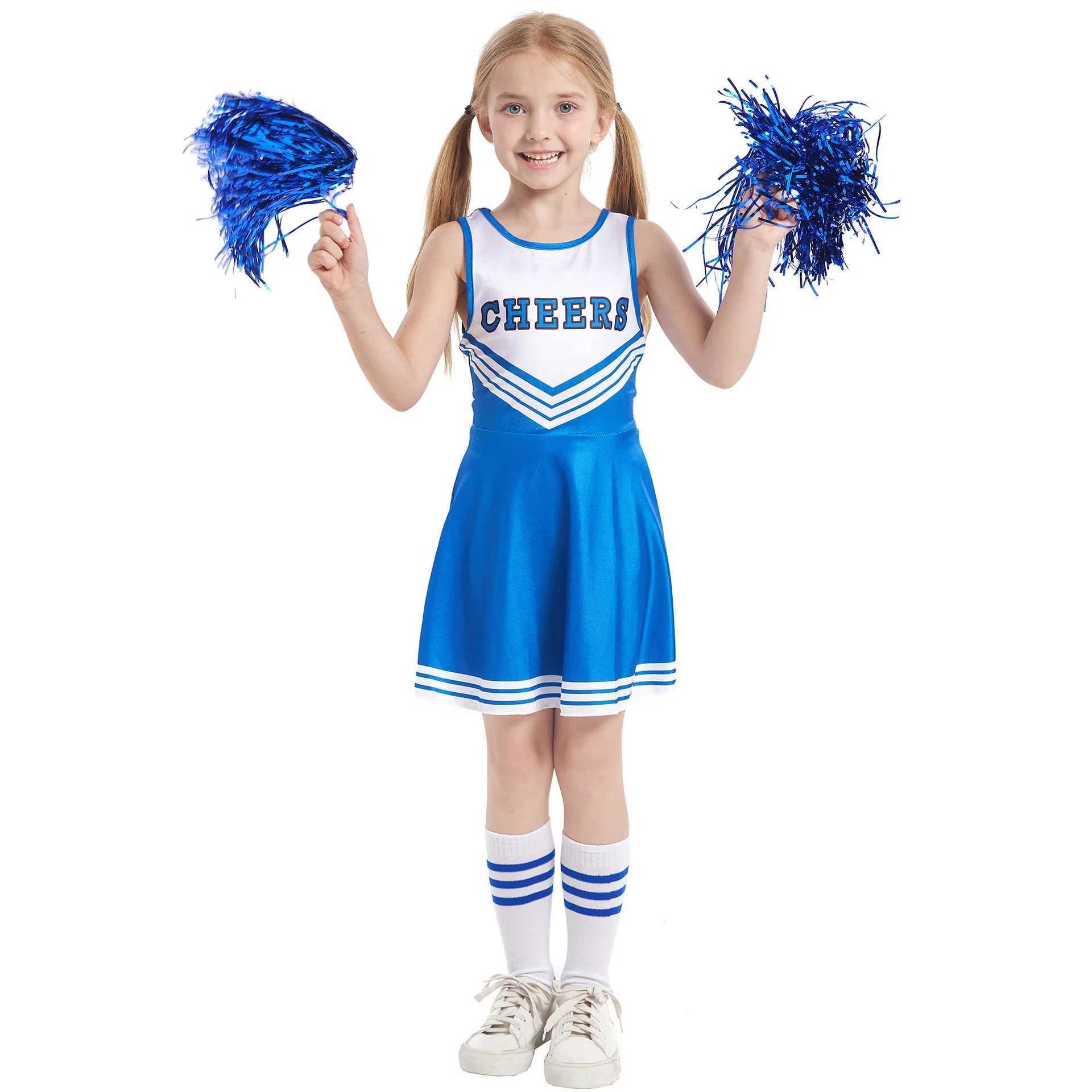 3 pieces of summer childrens tank top cheerleading set letter printed slim fit dress floral sports set role-playing set gif W250117