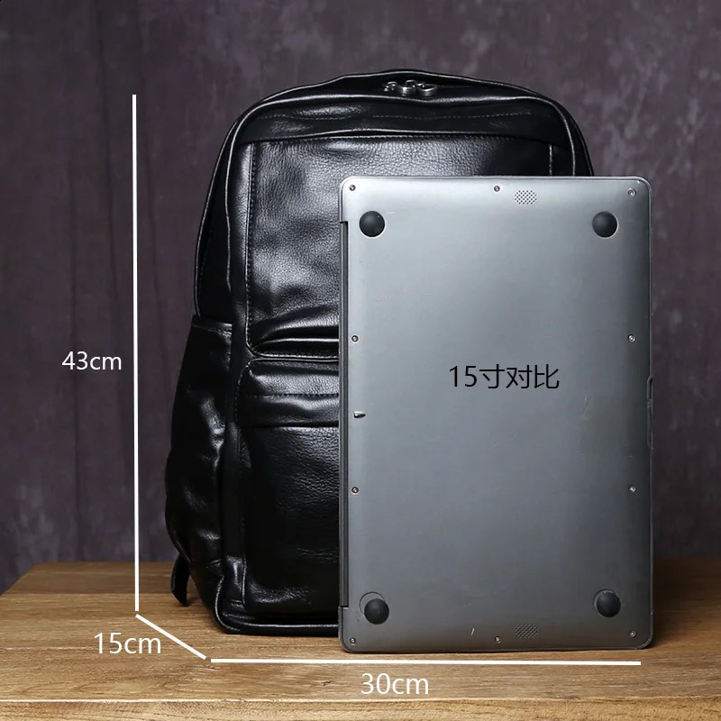 Natural Top Layer Cowhide Backpack For Mens Casual Fashion Large Capacity Genuine Leather Computer Bag 250122