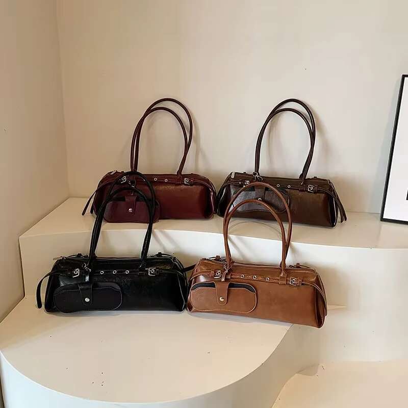 Big PU Leather Underarm Lady Shoulder Bag For Women 2024 Winter New Trend Y2k Tote Bags Retro Handbags And Purses