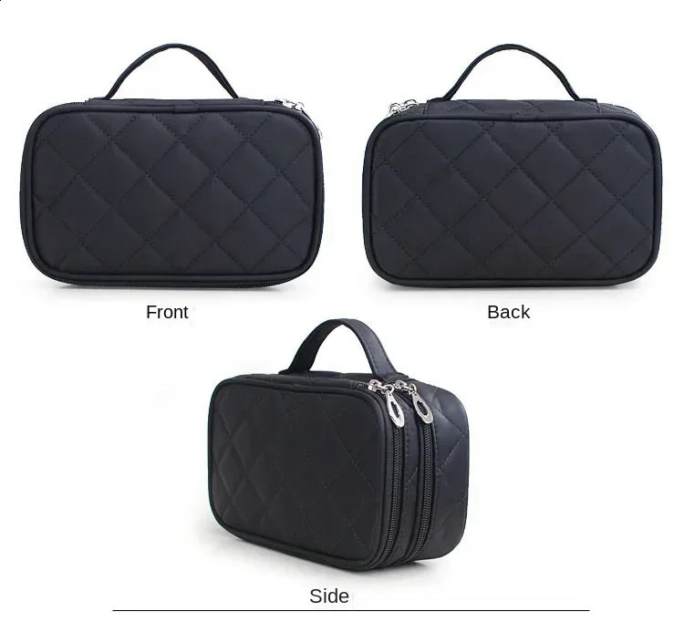 Makeup Bag Small Grid 2-Layer Cosmetic Storage Bags Womens Fashion Portable cosmetic bag Travel Essential Wash Bag 250120