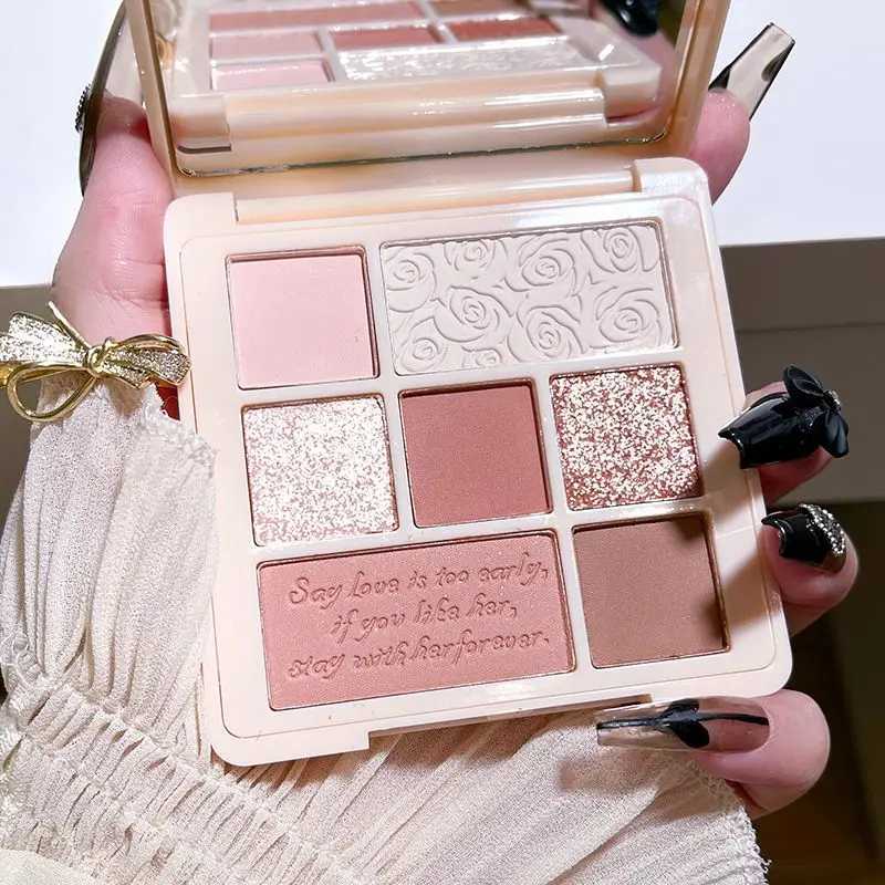 New Arrival 9-color pink glitter eye shadow palette pearl nude matte eye shadow waterproof long-lasting charming eye shadow makeup Z250121