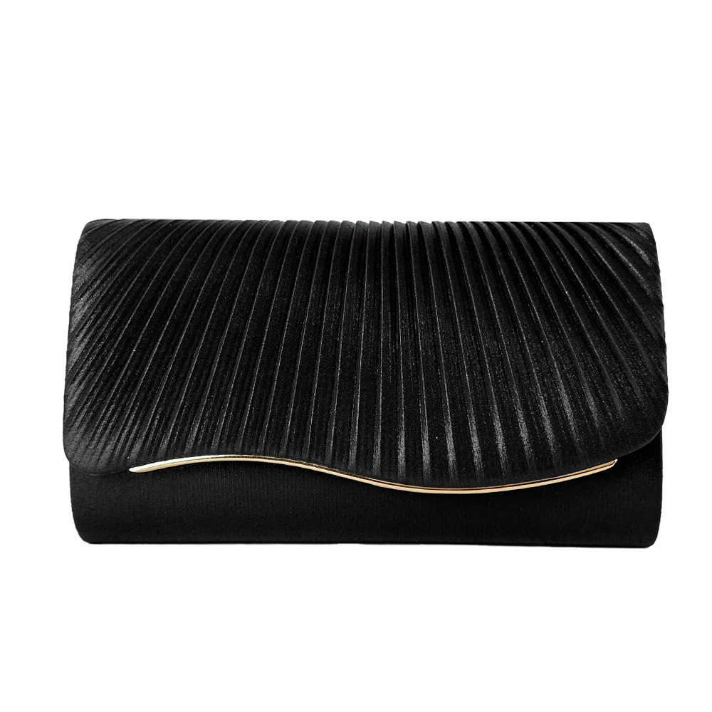 Current Batch Of Fashionable Bags, Simple Wrinkled Hand-Held Bag, Metal Wave Iron Wire Banquet Bag