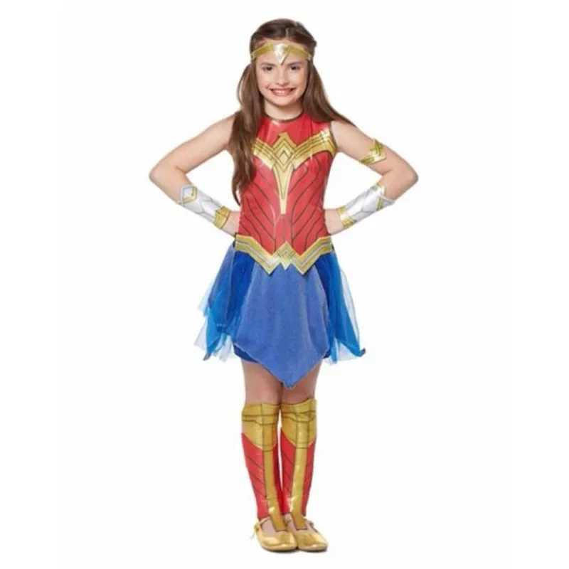 Anime Deluxe Child Dawn of Justice Wonder Woman Girl Superhero Halloween Cosplay Fantasy Fancy Dress Costume Cosplay Costumes W250117