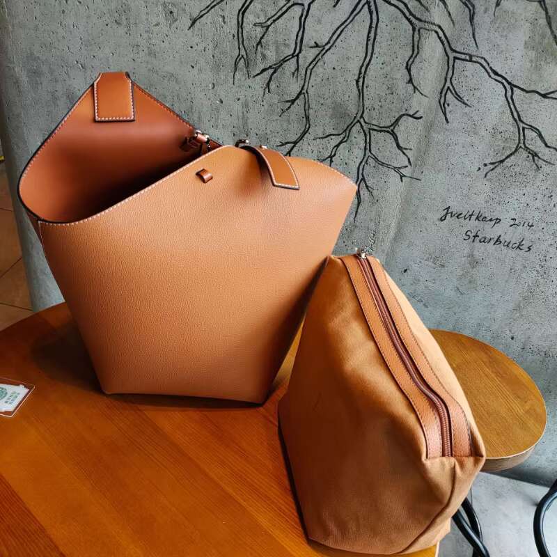 Fashion Underarm Oneshoulder Women's High Quality Genuine Leather Handbag Retro Design Tote Ladies Casual Bucket Bag