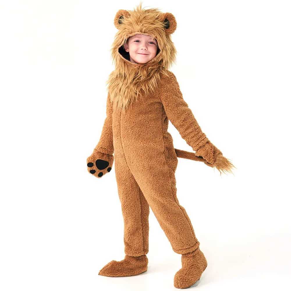 2-12Y Children Kids Lion King Costume for Boys Deluxe Full Set Halloween Purim Animal Themed Party Fancy Dress Fleece W250117