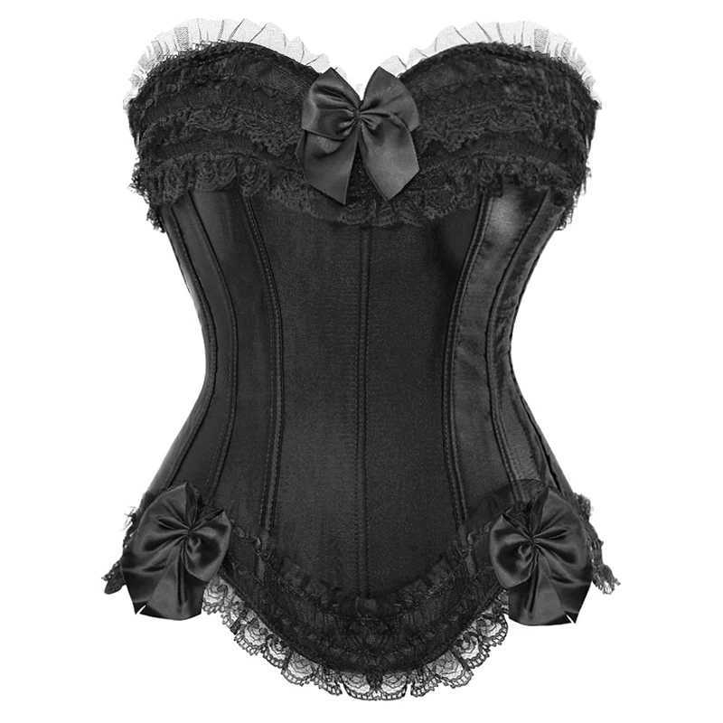 Corset Bustier Top for Women Burlesque Costume Plus Size Princess Corset Top Lace up Satin Corset Black White Purple Pink Corset W250120