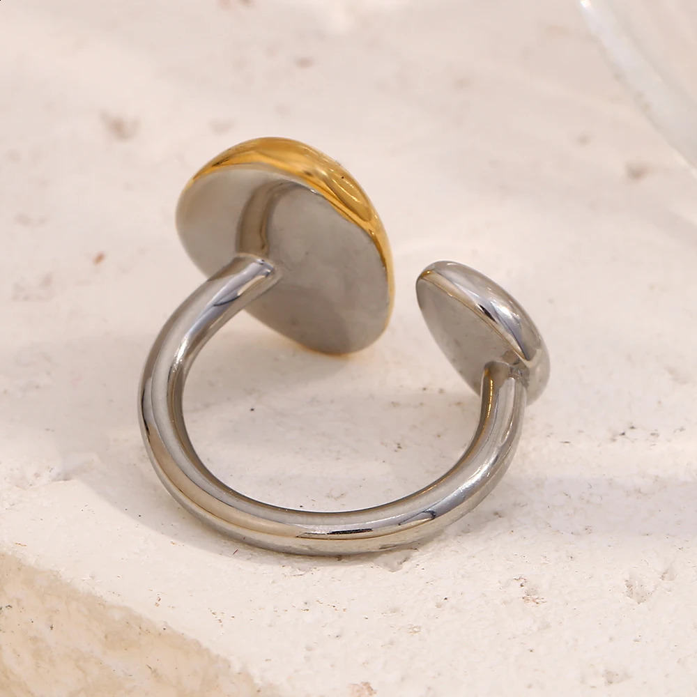 EBbelle 2 Tones Stainless Steel Rings For Women Double Mushroom Glossy Female acero inoxidable joyeria premium 250109