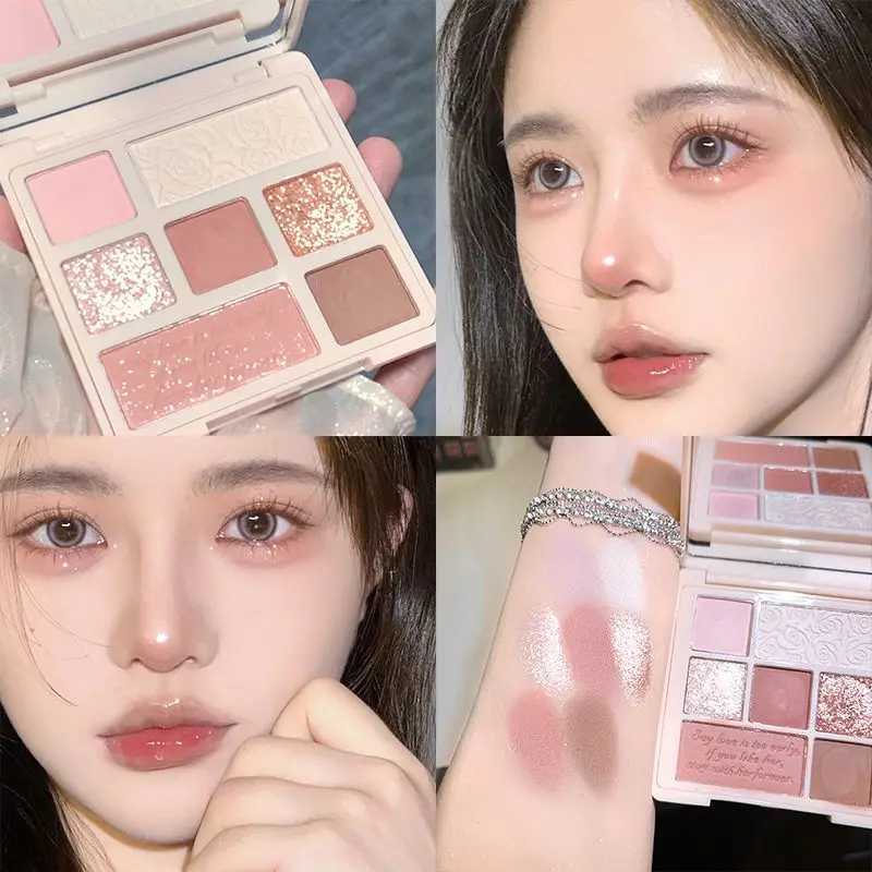 New Arrival 9-color pink glitter eye shadow palette pearl nude matte eye shadow waterproof long-lasting charming eye shadow makeup Z250121