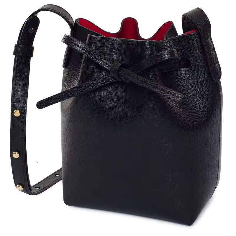 2023 Spring Autumn Classic Women PU One Shoulder Lady Real Leather Cross With String Bucket Bag