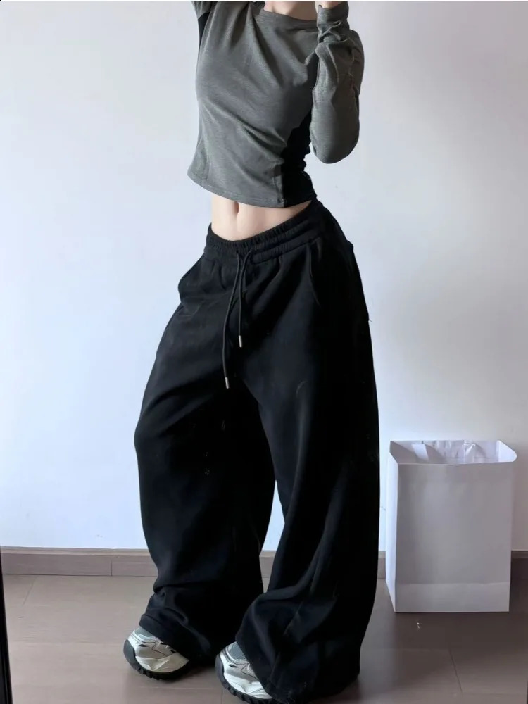 HOUZHOU Y2k Vintage Baggy Warm Sweatpants Pink Thick Korean Fashion Oversized Pants Harajuku Streetwear Trousers Winter Autumn 250117