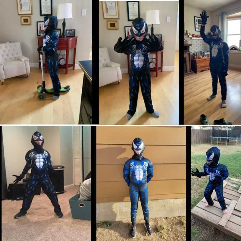 Kids Black Spider Costume Superhero Costume Onesie 3D Spandex Unisex Jumpsuit Bodysuit for Kids Halloween Cosplay W250117