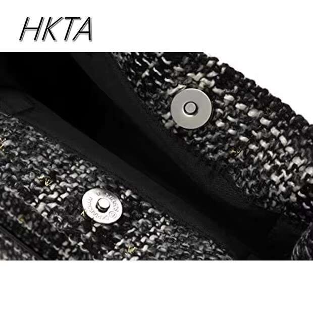 Japanese Magazine Women's Autumn And Winter New Fashion Thick Tweed Handbag Niche Design Messenger Bag Girls Women Backpack
