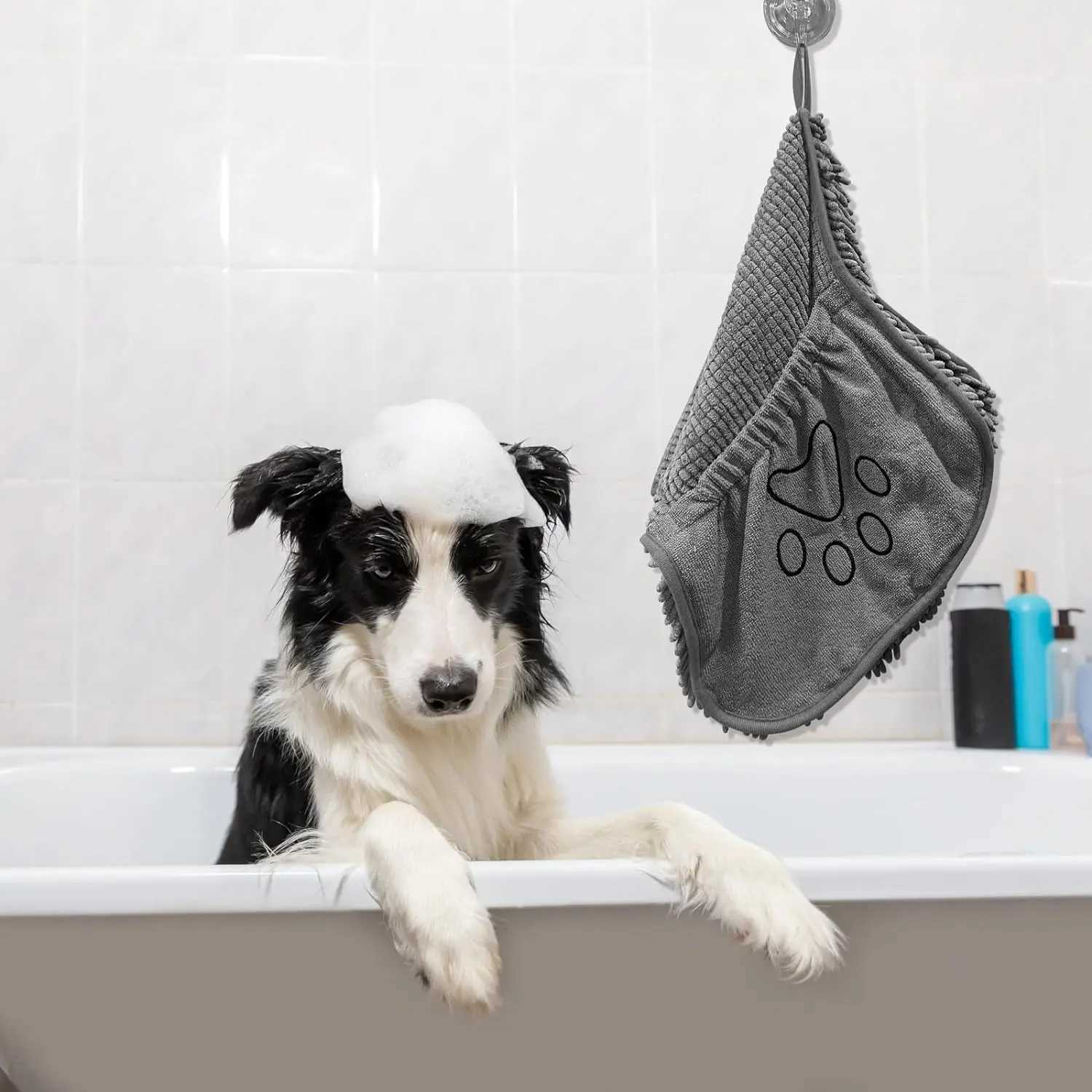 Large Dog Shammy Towel Ultra Absorbent Durable For Dogs Cats All Breeds Quick Drying Bath Towels Of Hand Pockets Indoor Outdoor M250118