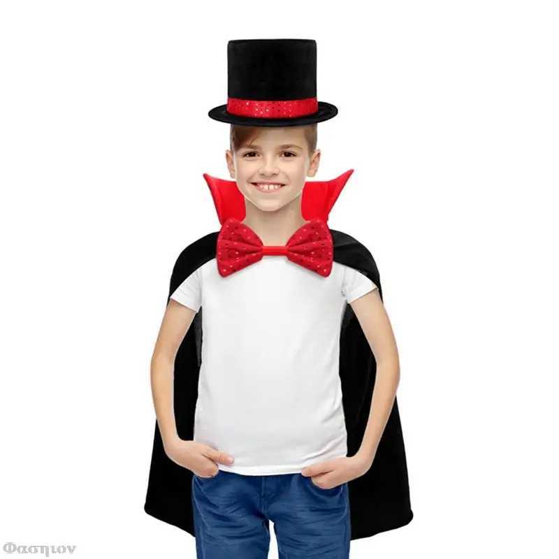 Kids Magician Role Play Cloak Waistcoat Cape Hat Magic Wand Set Jazz Dance Outfit Children School Cosplay Costume Performance W250117
