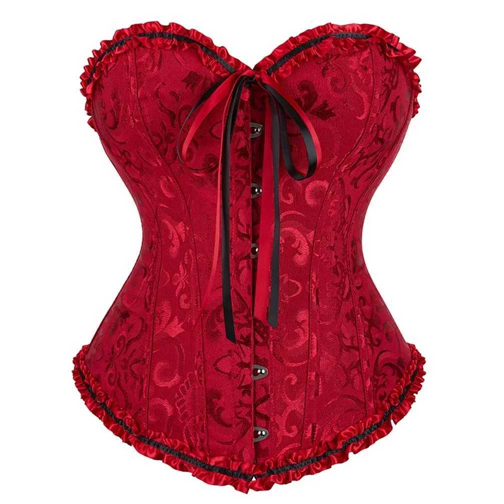Women Corsets Top Floral Bustiers Lace Up Boned Corset Vintage Corselet Sexy Gothic Bustier Satin Korsett Rave Costume Plus Size W250120