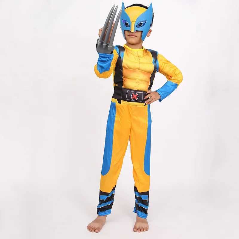Superhero Wolverine Cosplay Costume Wolf Claws Luxury Mask Jumpsuit Halloween Christmas Bodysuit Muscle Costume Suit W250117