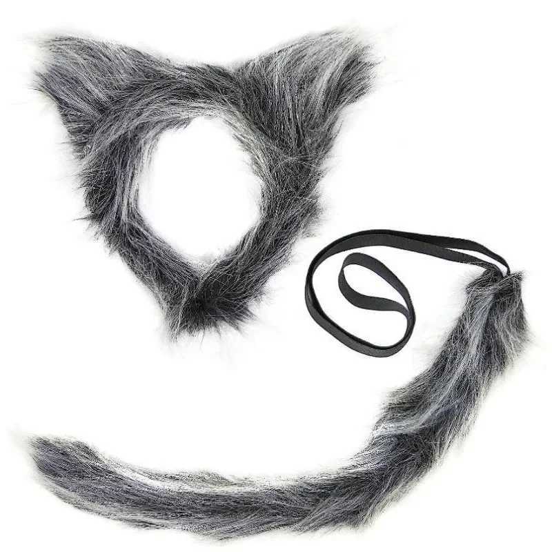 Girls Wolf Ear Headband Tail Skirt Mask Suit Wolf Cosplay Costumes Children Stage Costume Birthday Gift Halloween Animal Dress W250117