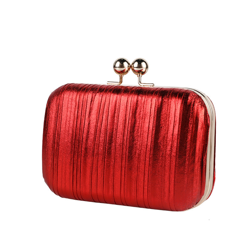 Fashionable Pleated Dinner Metallic Shiny Dress Women's Bag, Versatile Evening Bag