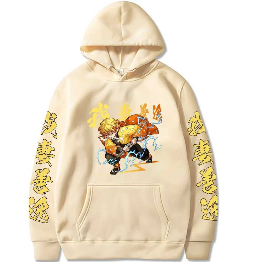 Japanese anime demon killer mens and womens hoodies Kamado Agatsuma Zenitsu printed hoodie Y2k Plus size sweatshirt unisex streetwear W250117