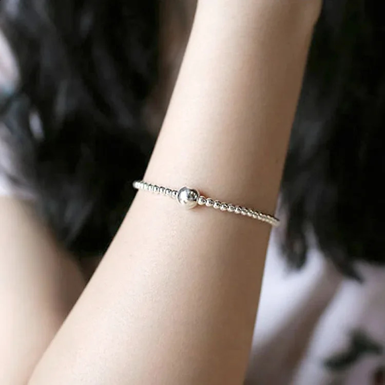 Trustdavis Fashion Genuine 925 Sterling Silver Minimalist m Width Beads elastic Bracelet For Women Wedding Jewelry Gift DS2277 250121