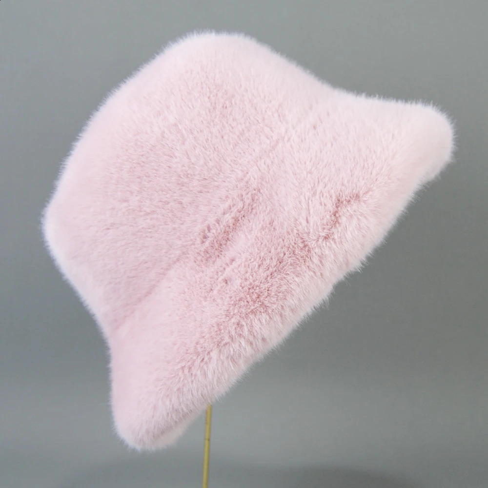 mink beret elegant womens winter hat fashionable faux fur hat knitted warm mink bean hat 250109