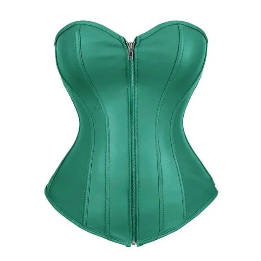 Classic synthetic leather corset top with zipper womens Gothic steampunk waist trainer Bustier retro corset sexy club outfit W250120