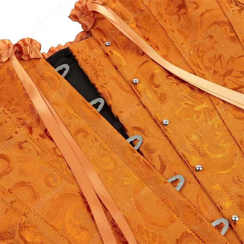 Corsets Top For Women Satin Corset Plus Size Vintage Overbust Corset Orange Burlesque Costumes XS-7XL W250120