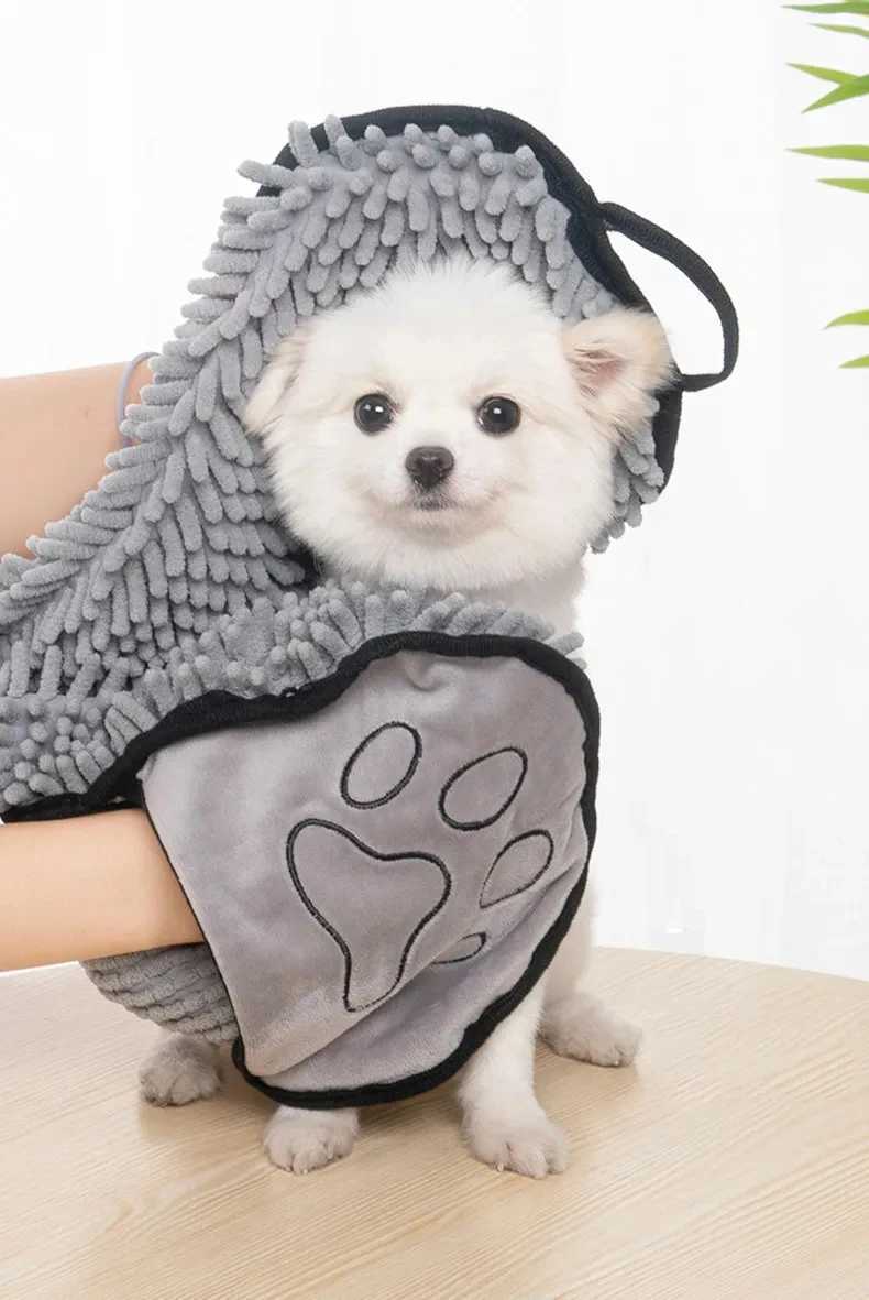 New Pet Bath Towel Microfiber Hand Wipe Cats Dog Towel Bath Robe Soft Fiber Absorbent Cleaning Washcloth Quick Drying Hair M250118