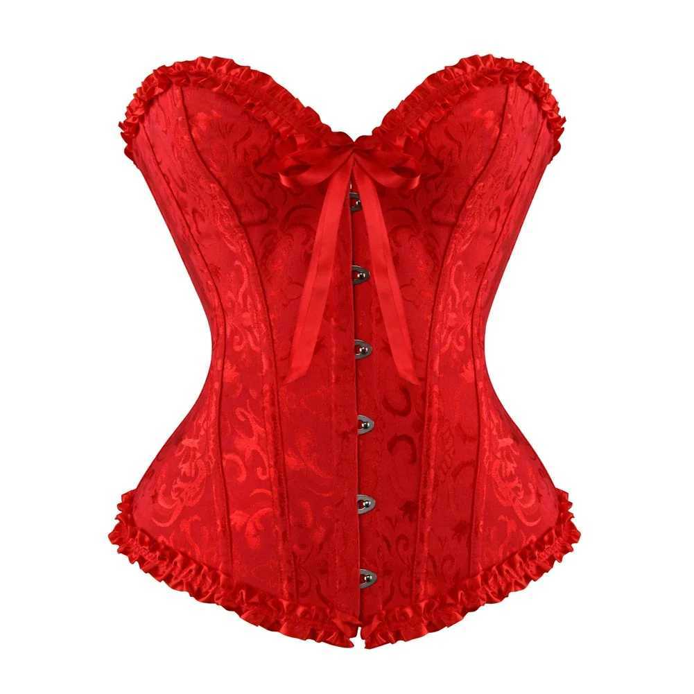 Sexy Bustiers And Corsets Floral Lace Tops For Women Vintage Corset Gothic Overbust Satin Jacquard Corselet W250120