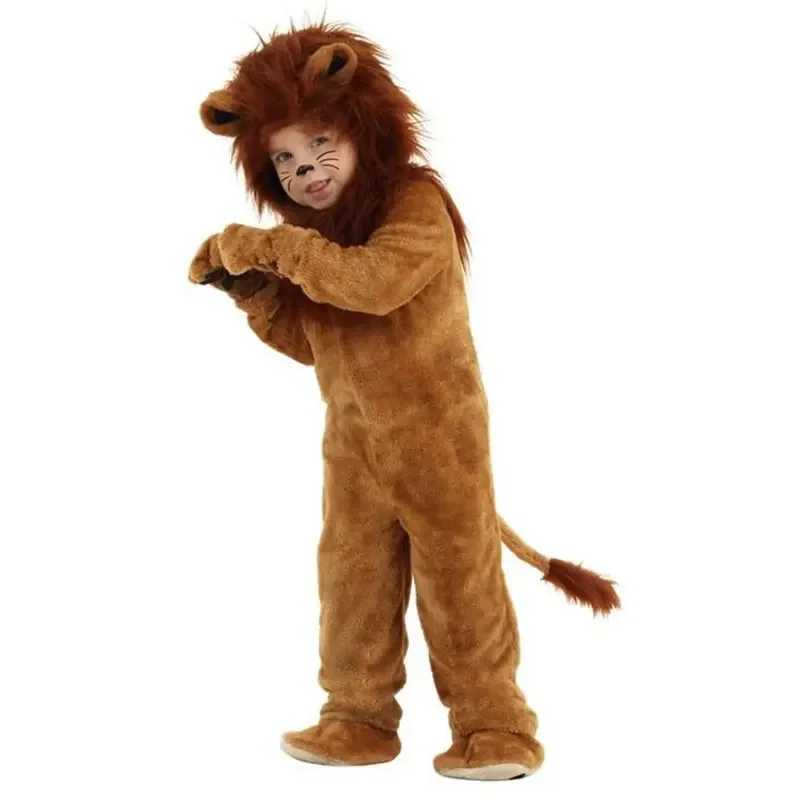 2-12Y Children Kids Lion King Costume for Boys Deluxe Full Set Halloween Purim Animal Themed Party Fancy Dress Fleece W250117
