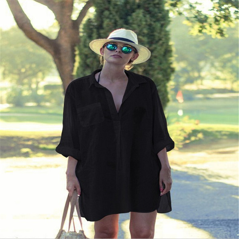 2025 New Designer Perspective Bikini Coat Beach Skirt Thin Cotton Loose Seaside Vacation Sunscreen Shirt Multi Color Dress