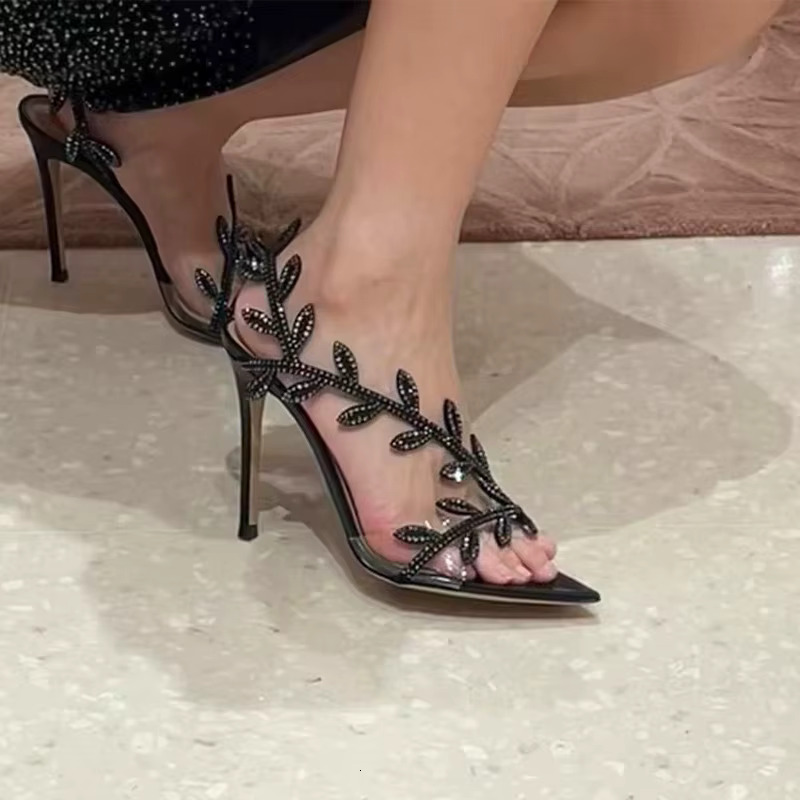 New Summer Women's High-Heeled Pointed Rhie Leaf Stiletto Sandals Temperament Fashion High Heels