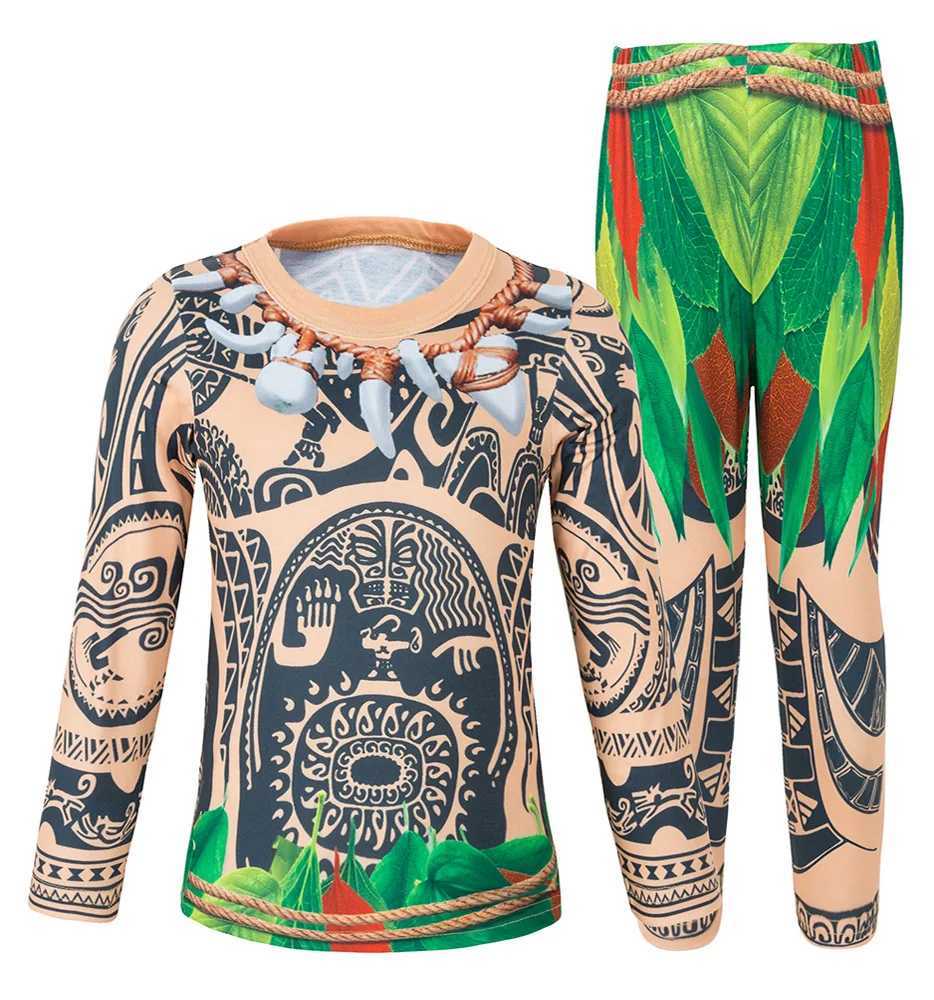 Kids Halloween Maui Tattoo Costume Party Cosplay Pacific Princess Dress Anime Cartoon Role Play Outfits W250117