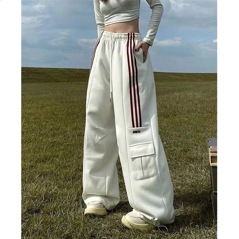 MEXZT Oversized Striped Sweatpant Y2K Streetwear Cargo Pants Harajuku Wide Leg Joggers High Waist Baggy Sports Trousers 250109