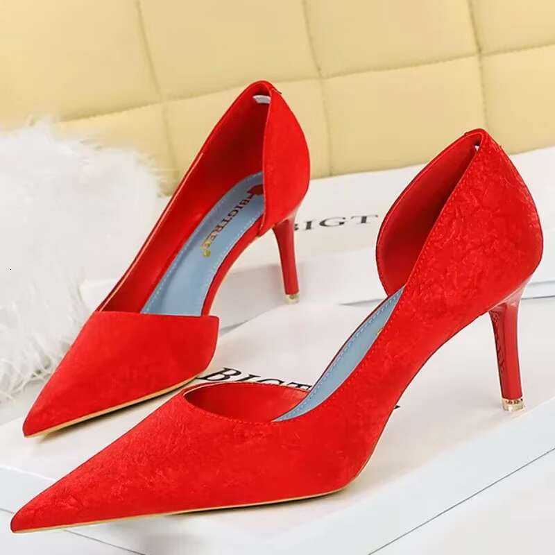 Women Side Hollow Designer Mid Low Basic Green Pumps Lady 7cm 10.5cm High Heels Wedding Bridal Prom Stiletto Slip on Shoes