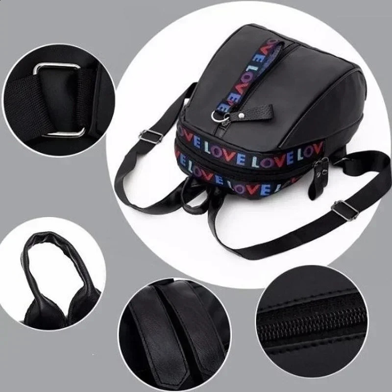Large Capacity Backpack Casual Womens Backpack PU Tassel Fashion Versatile Trendy Bag Student Bag Travel Backpack 250122