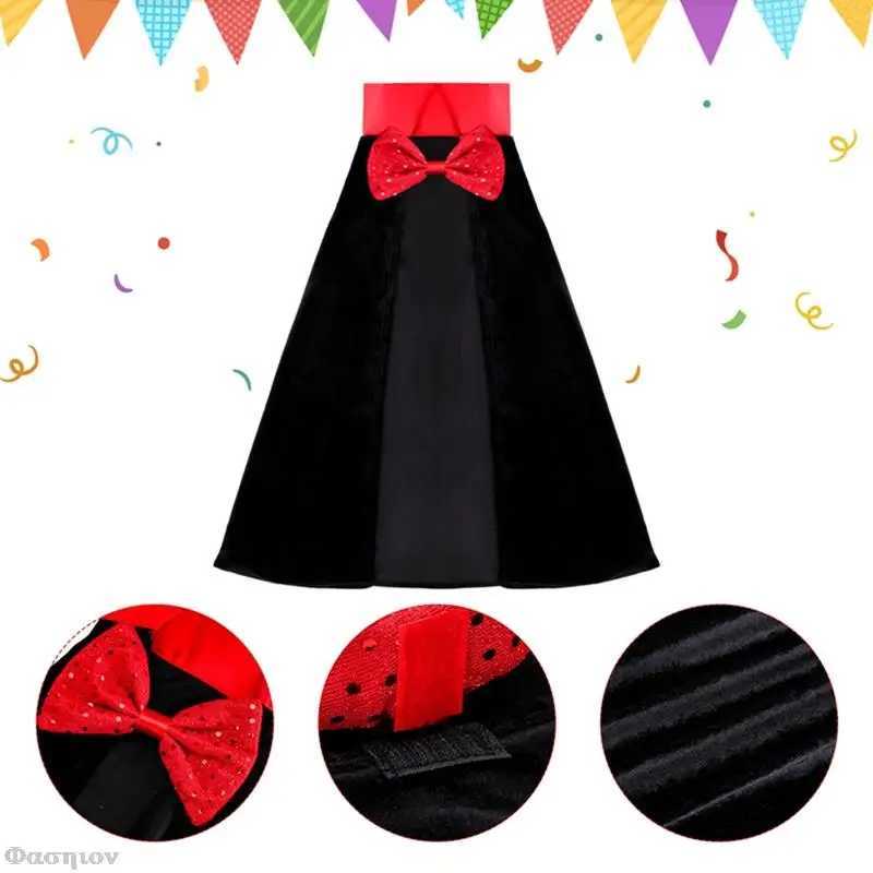 Kids Magician Role Play Cloak Waistcoat Cape Hat Magic Wand Set Jazz Dance Outfit Children School Cosplay Costume Performance W250117