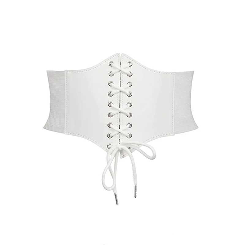 BurVogue Vintage Lace-up Cinch Belt Tied Corset Elastic Waist Belt Tied Waspie Wide Belt for Halloween Costume W250120