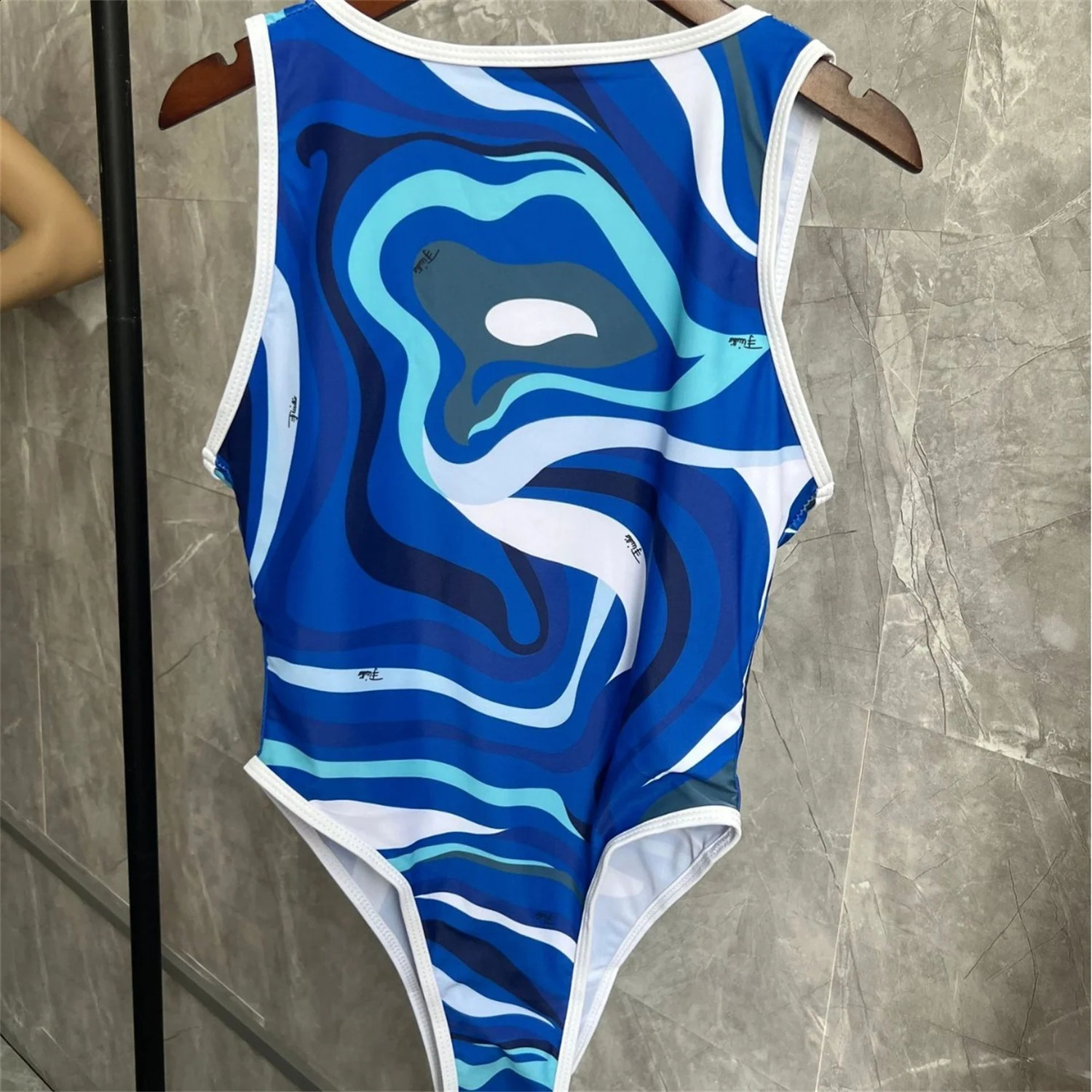 Swimsuit women cover belly slim conservative fashion letter print sexy backless triangle one-piece fashion 250109