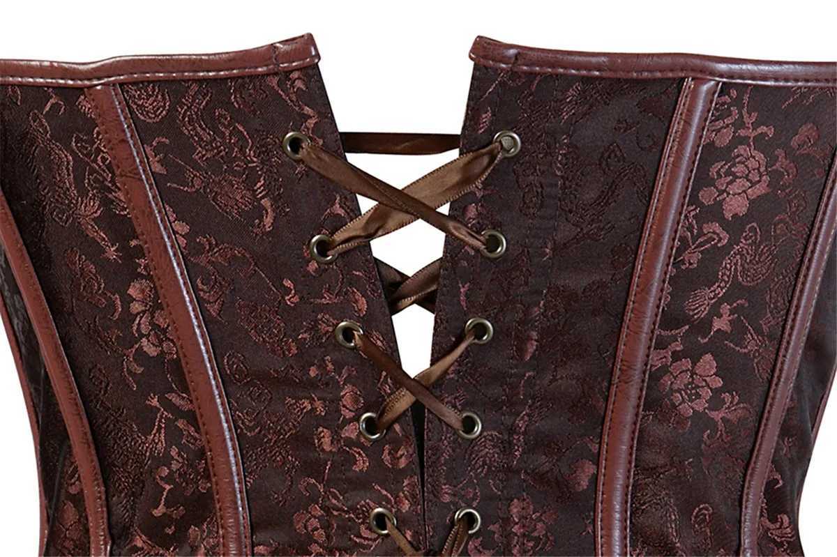 Sapubonva Corset Bustier Steampunk Clothing Women Top Plus Size Vintage Outerwear Corselet Overbust Pirate Costume Brown Black W250120