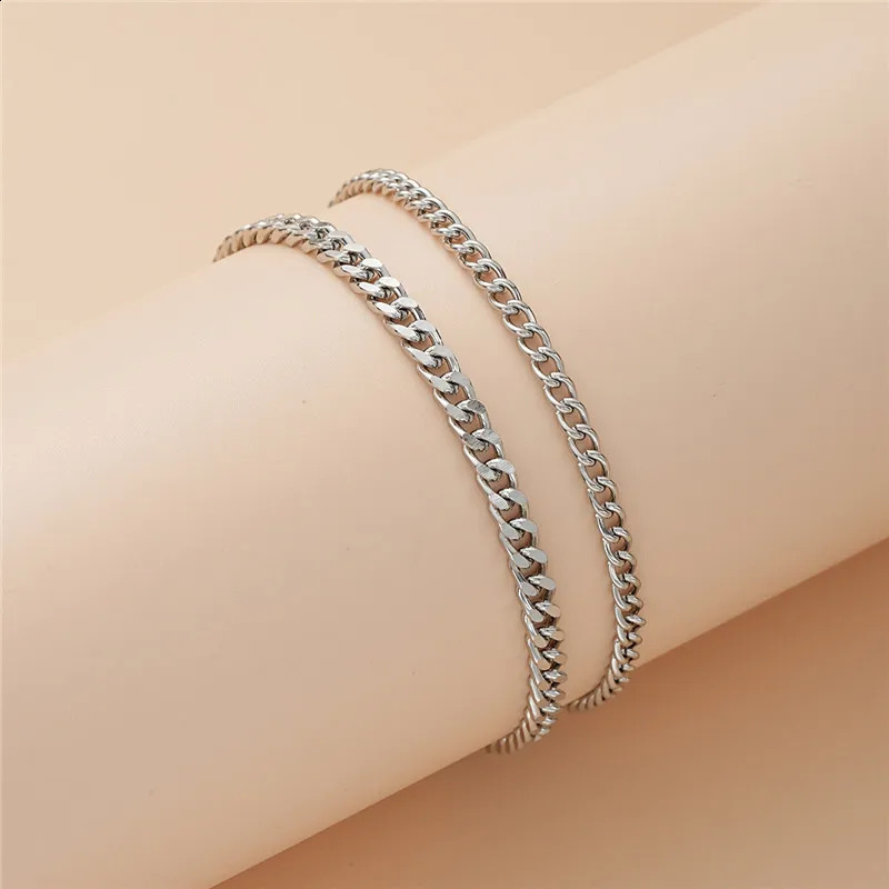 YO Gold Color DoubleLayer Anklets For Women Girl Trend Leg Chain Waterproof Jewelry Gift Party 250114