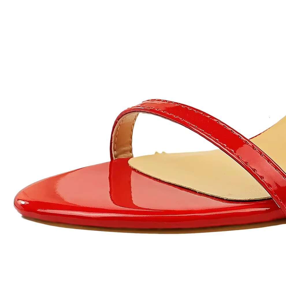 Summer Women Fetish 8cm 11cm High Beach Vacation Sandals Daily Cross Strap Mid Heels Lady Patent Leather Gladiators Shoes