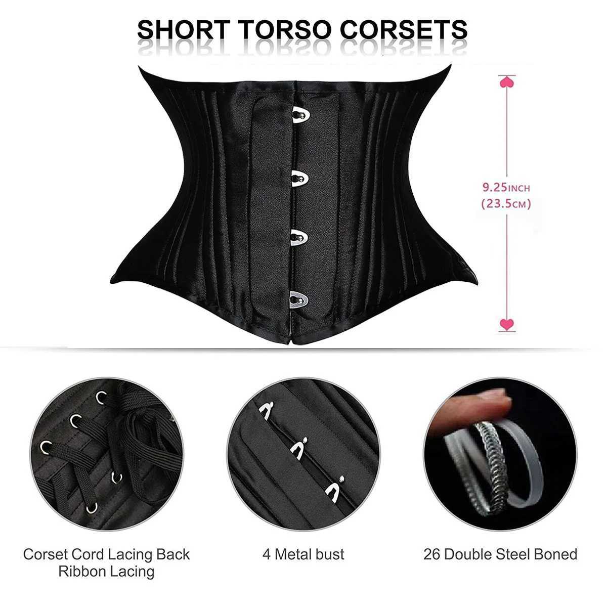 Short torso tight corset lingerie Gothic tight corset weight loss belly hourglass waist trainer body shape dress female model strap W250120