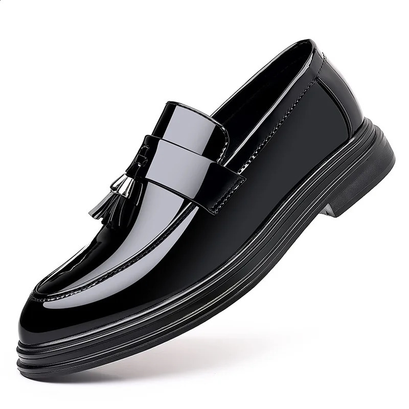 Mens Casual Business Leather Shoes Bright Black Wedding Banquet Dress Leather Shoes Large fashion Mens Shoes 38-48 250122