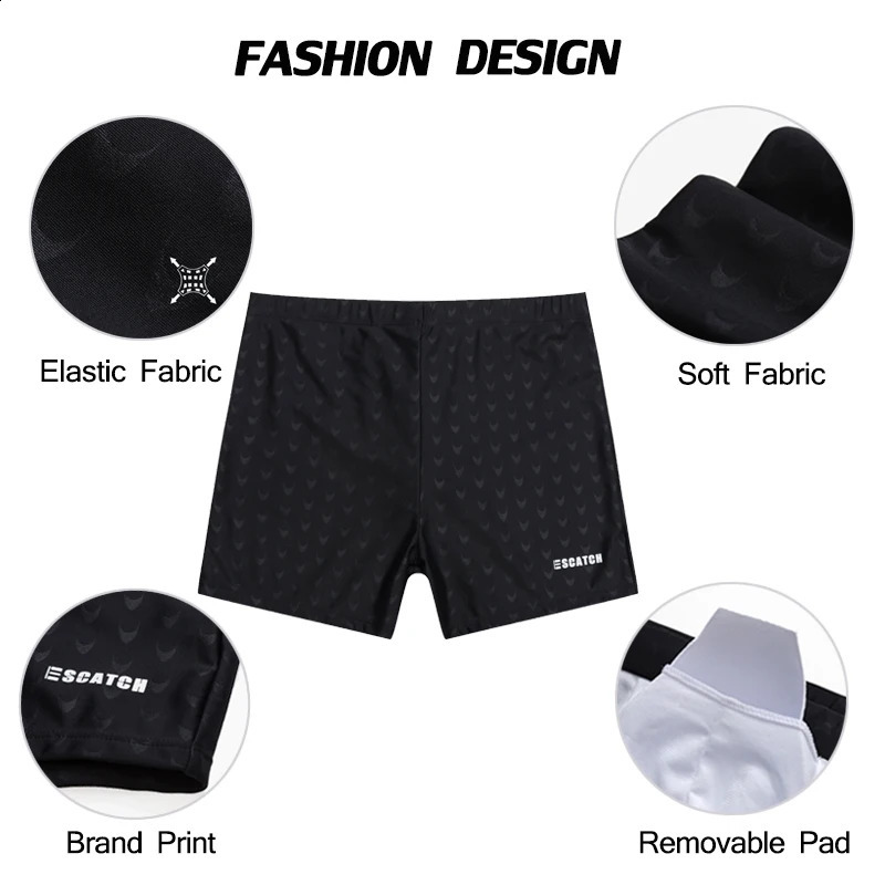 Swimming Trunks Escatch Male Waterproof QuickDrying Shorts Swimwear Mens Sharkskin Low Waist Beach Swimsuit 250121