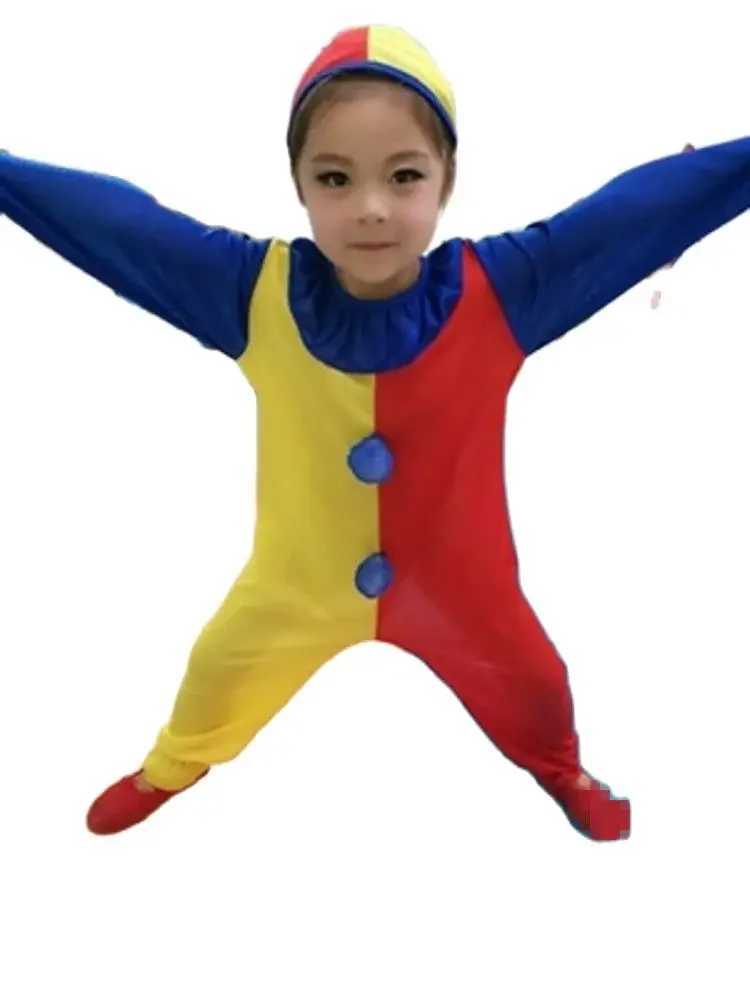 Children Halloween Buffoon Costumes Baby Clown Cosplay Costume Circus Jumpsuits Kids Christmas Day New Year Rompers Hat W250117