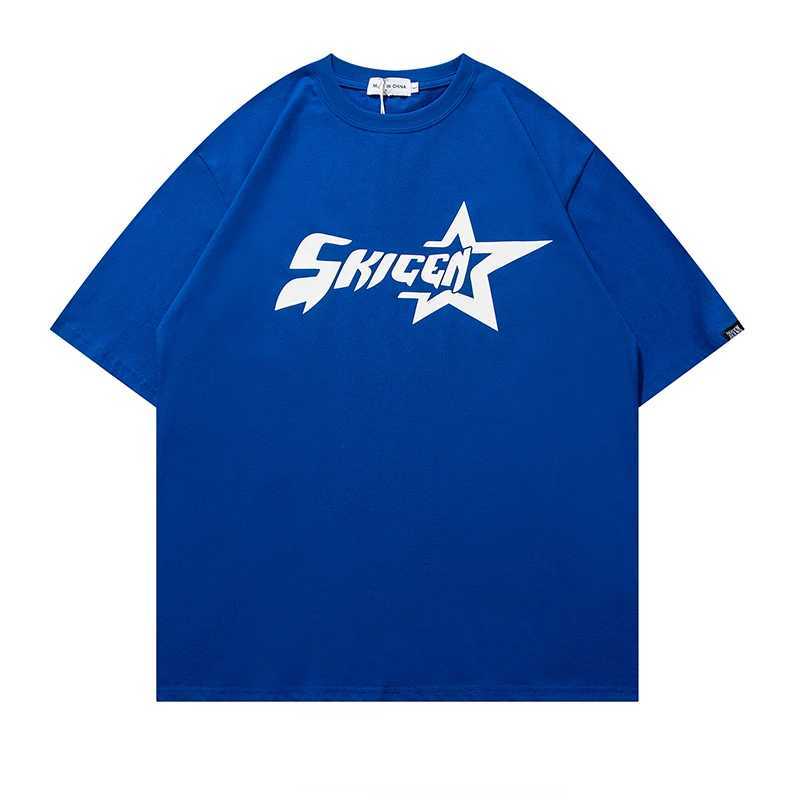 988 Streetwear American Alphabet Star Print T-shirt Harajuku Vintage Red Mens Womens Y2K Casual Tops With Base Mens Clothing W250117