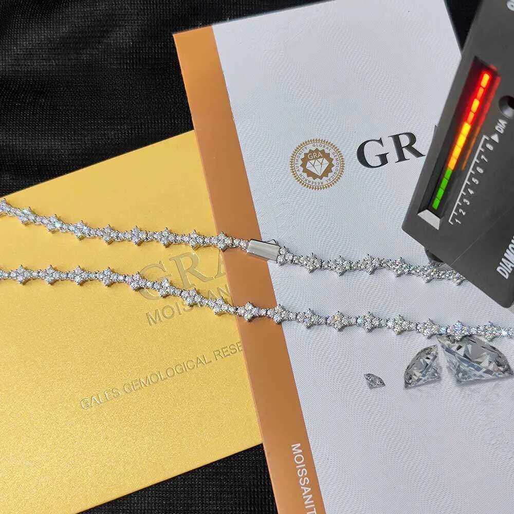 Nuoya 6.5mm Iced Out Vvs Dia wer Shape Hip Hop Jewelry Sterg Sier Moissanite Tennis Chain Necklace