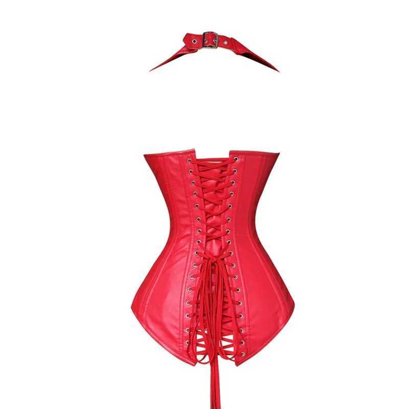 Steampunk Faux Leather Corset Vest for Women Gothic Side Lace-Up Steel Boned PU Corset Waist Slimming Trainer Body Shaper Corset W250120