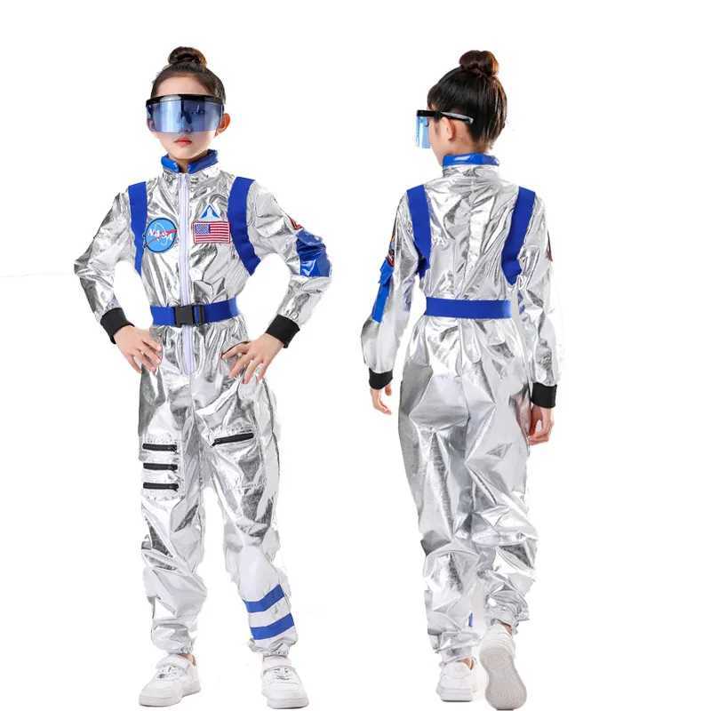 Astronaut Costume Kids Astronaut Silver Jumpsuit Space Themed Party Dress Up Boys Girls Spaceman Cosplay Children Space Suit W250117